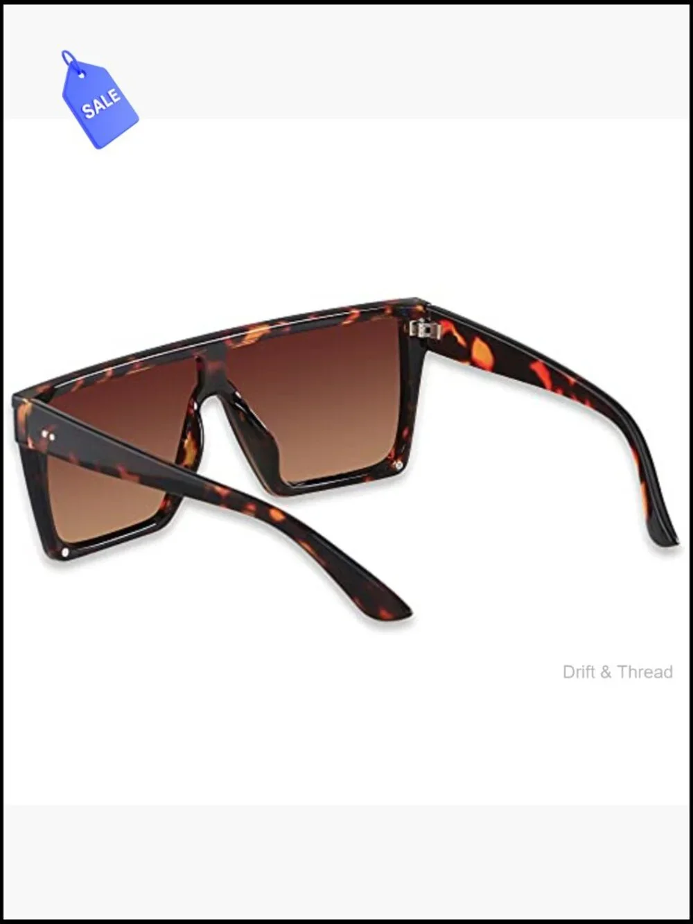 Oversized Square Flat Top Sunglasses UV Protection Rimless Shield Shades for